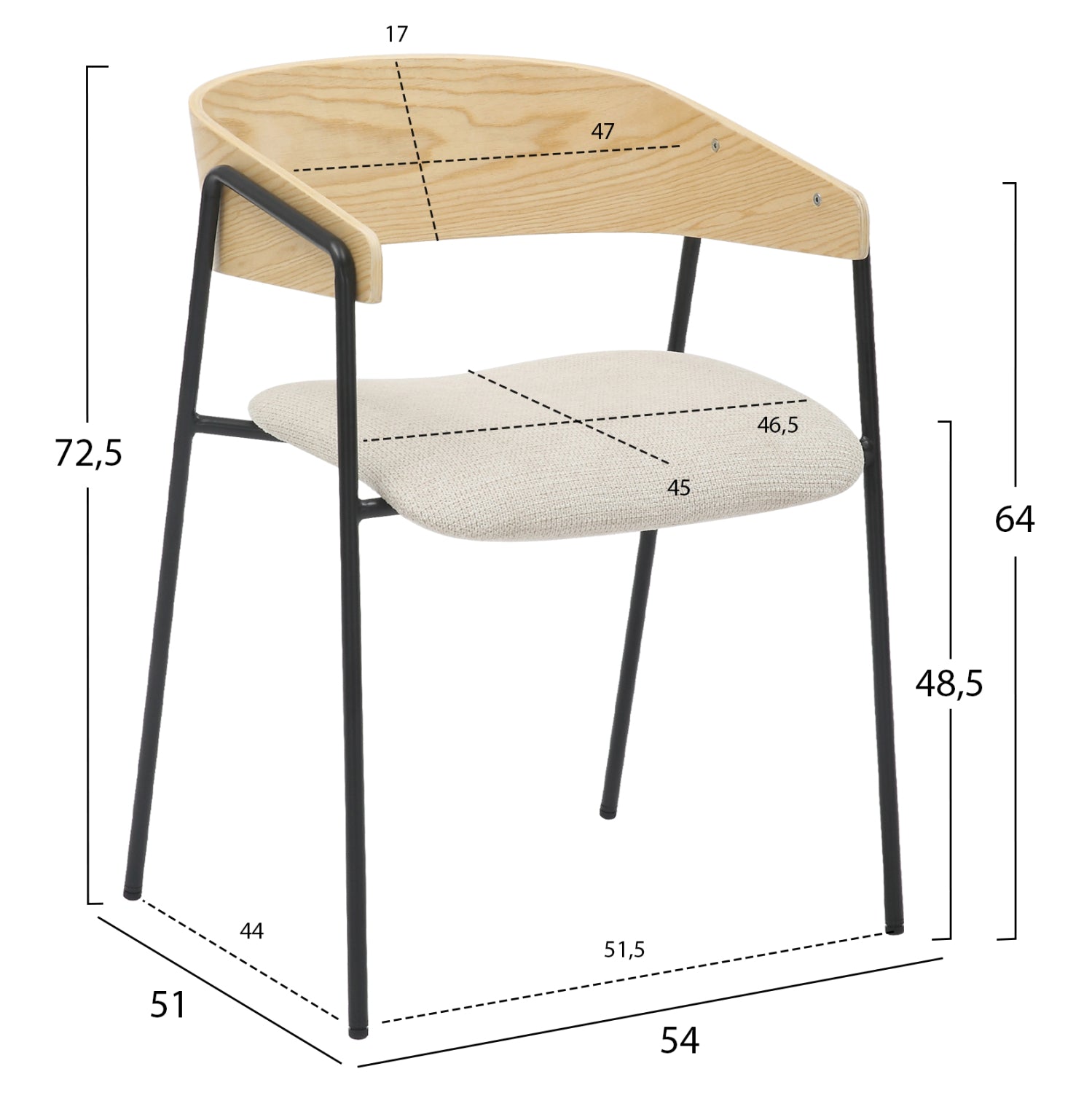 Кресло Корин цвят бежов-натурал