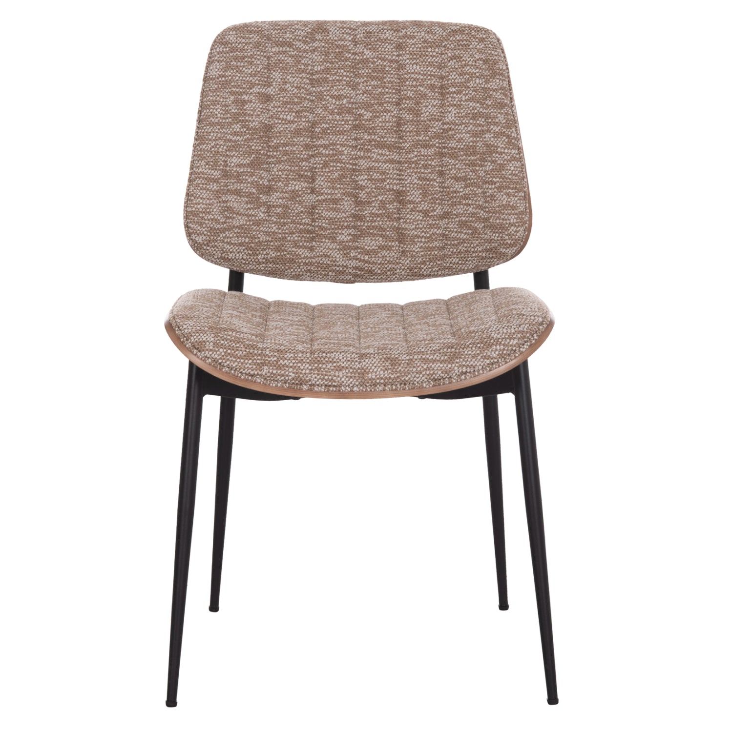 Трапезен стол Conti черен метал-кафяв плат 49x56x82см