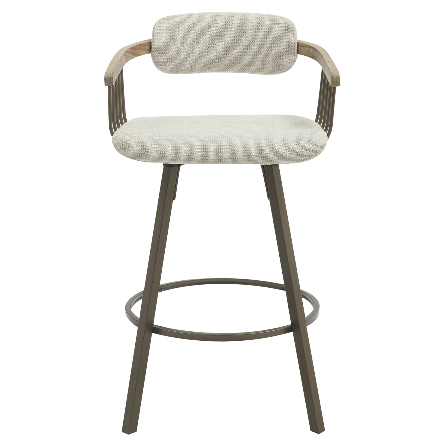 Въртящ се бар стол lang с  крака в цвят античен мед/ плат крем 51.5x48.5x89.5h