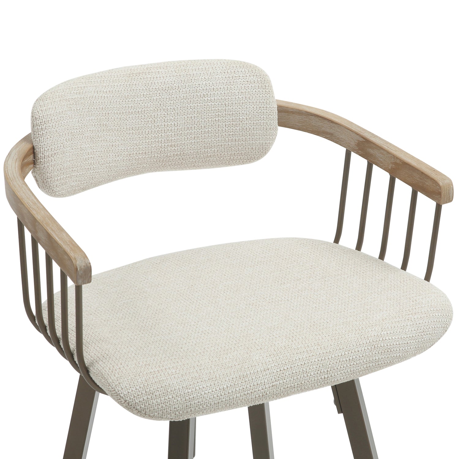 Въртящ се бар стол lang с  крака в цвят античен мед/ плат крем 51.5x48.5x89.5h