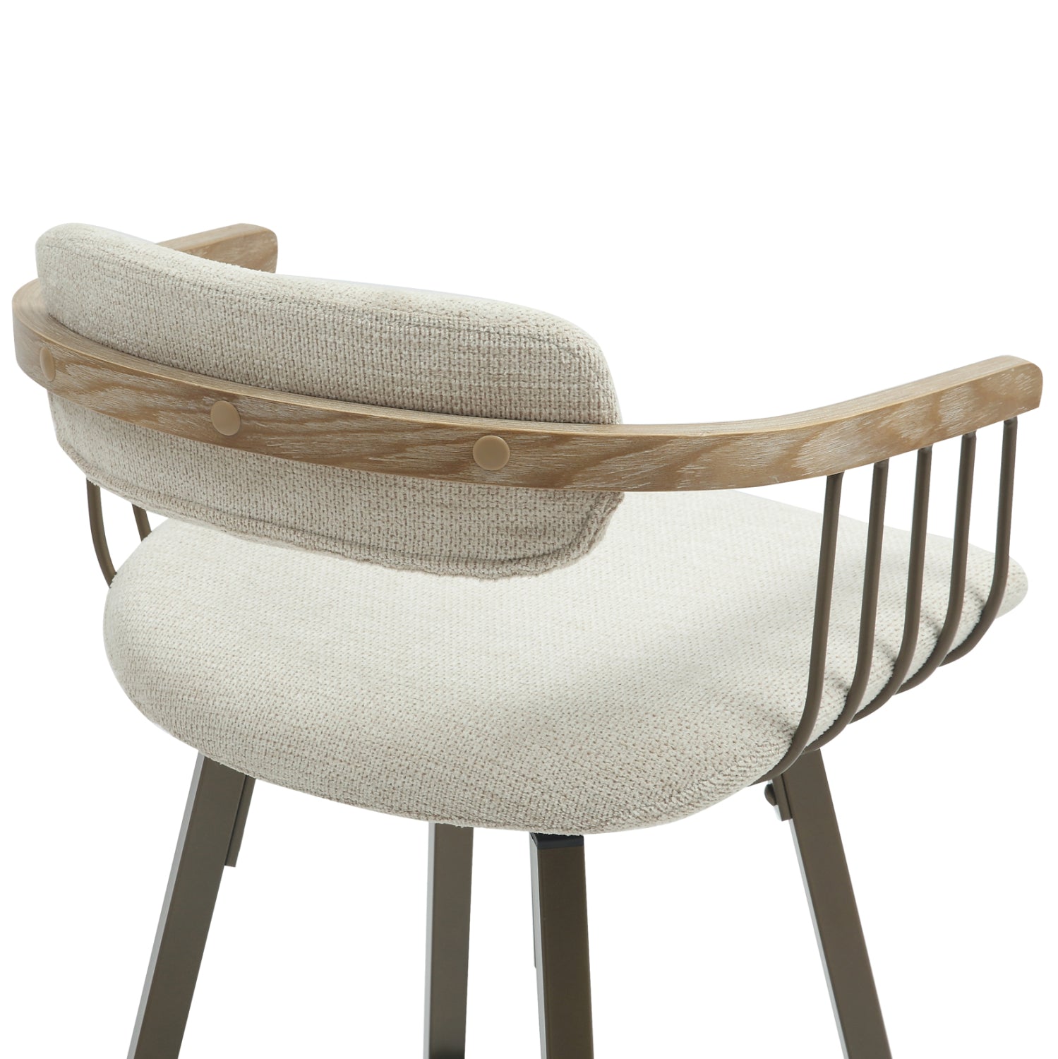 Въртящ се бар стол lang с  крака в цвят античен мед/ плат крем 51.5x48.5x89.5h