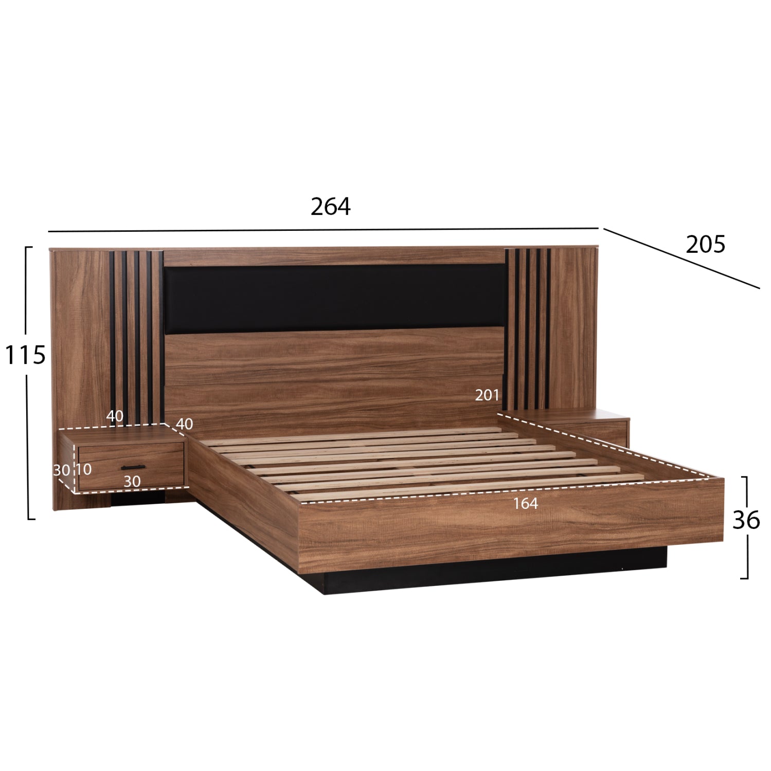 Комплект мебели за спалня от меламинов 6 части harry КГ11213 с матрак 160x200см