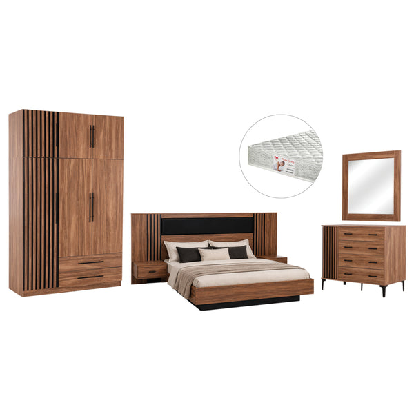 Комплект мебели за спалня от меламинов 6 части harry КГ11213 с матрак 160x200см