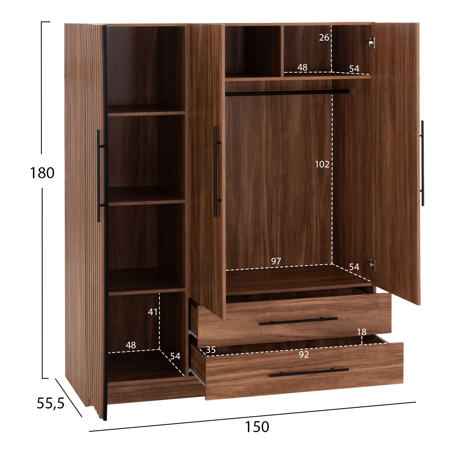 Комплект мебели за спалня от меламинов 6 части harry КГ11213 с матрак 160x200см