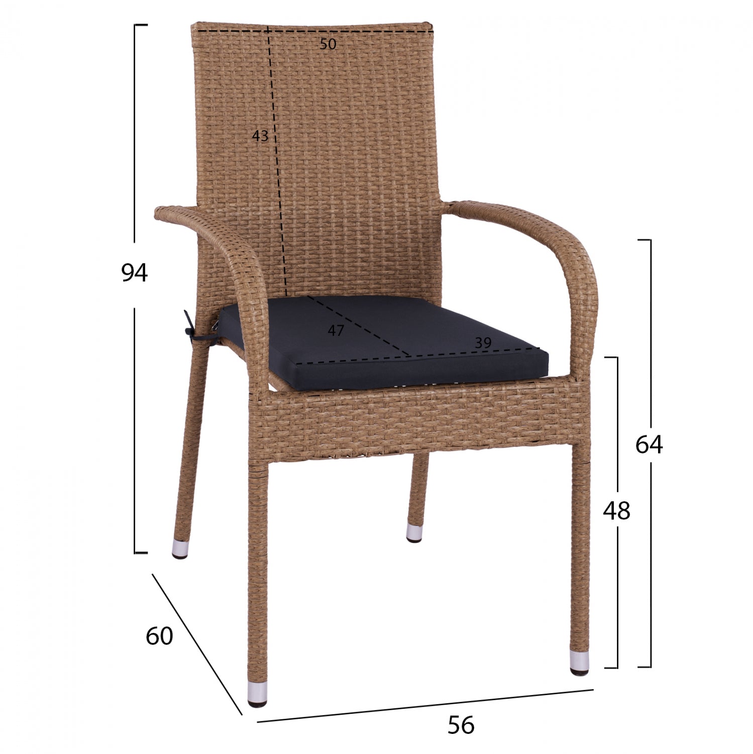 Градински сет КГ11711.32 кафяв цвят с  маса  120x70x75