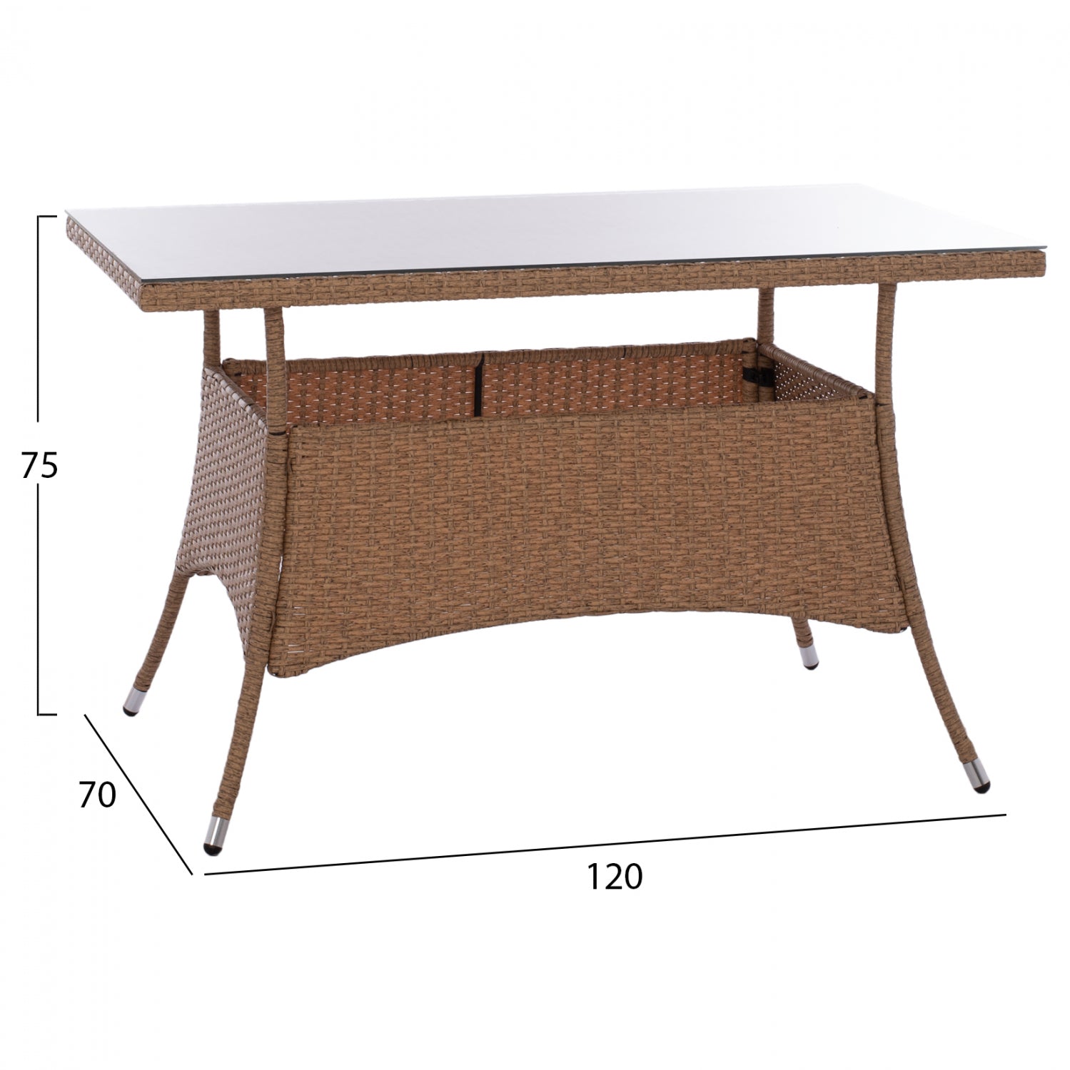Градински сет КГ11712.32 кафяв цвят с маса 120x70x75