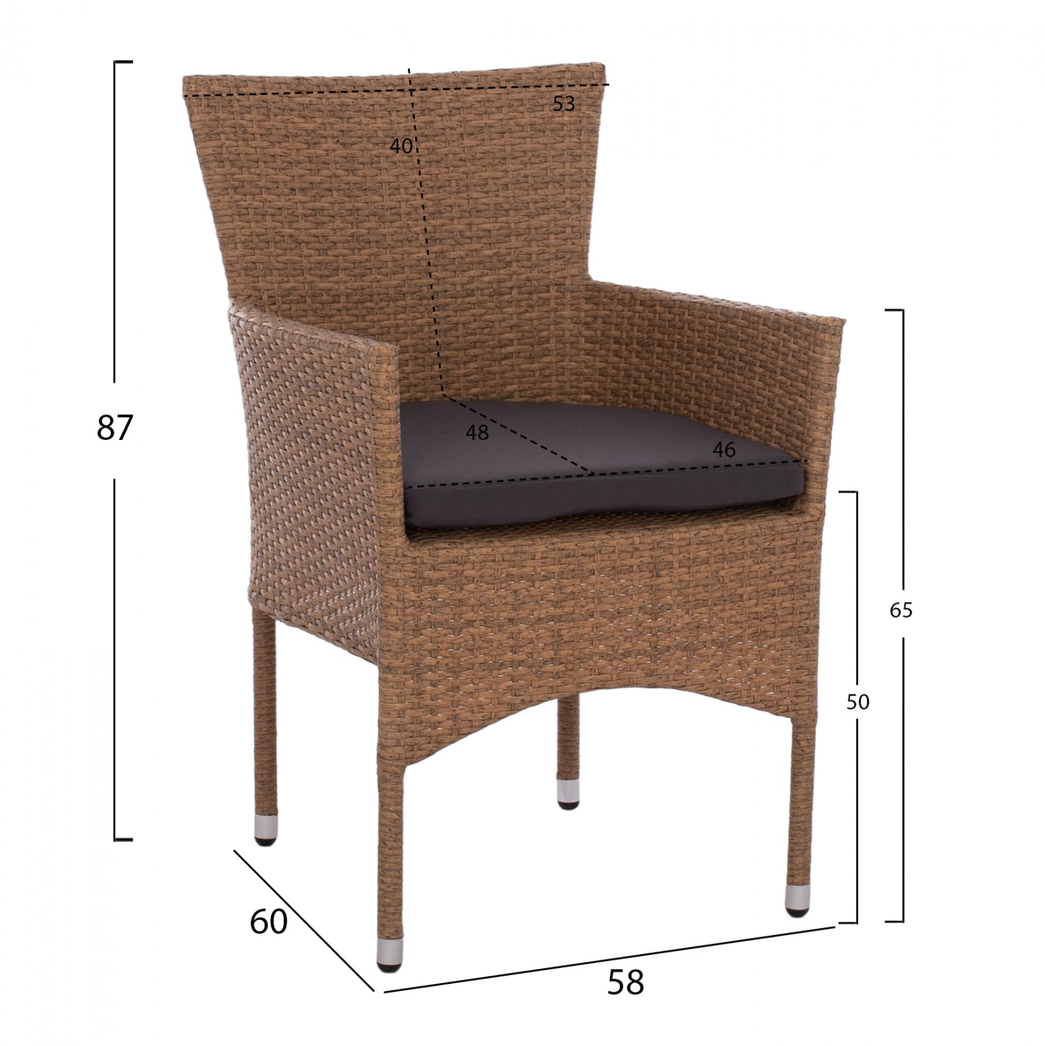 Градински сет КГ11712.32 кафяв цвят с маса 120x70x75