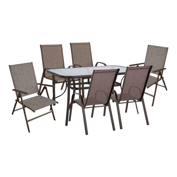 Комплект градински  от 7 части с маса  150x90x72 в кафяв цвят КГ10557.02