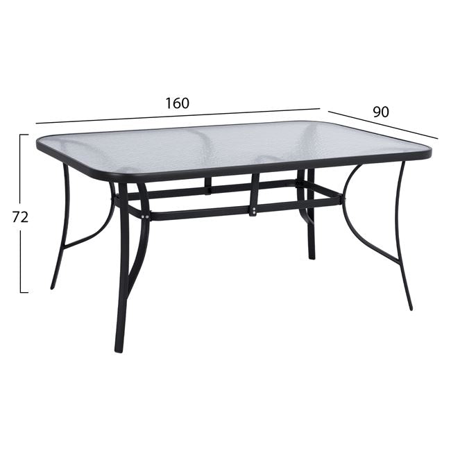 Комплект за трапезария 7части с маса 160x90x72в и 6 стола, сив метал КГ10564.01