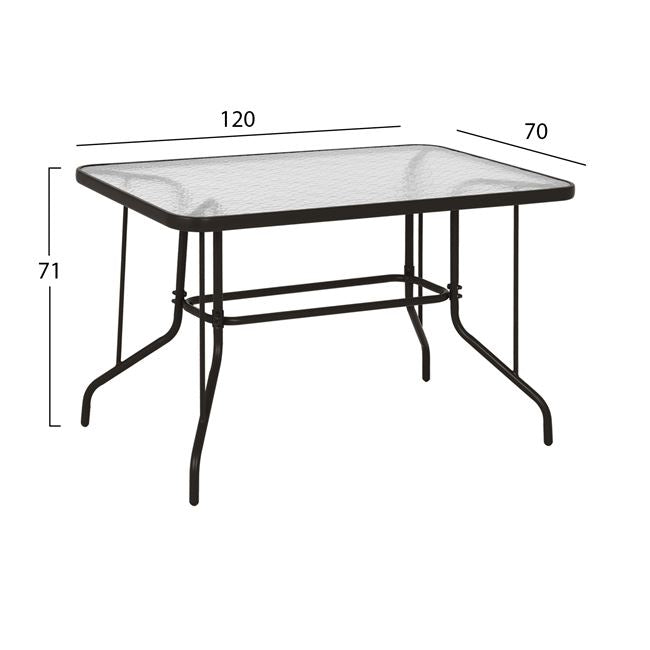 Комплект от 5 части с маса 120x70x71в с метални столове Leon, кафяви КГ10565.02