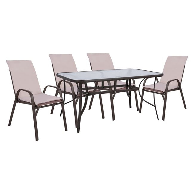 Комплект за трапезария 5 части столове с възглавница и маса 150x90/ КГ10570.02 кафяв