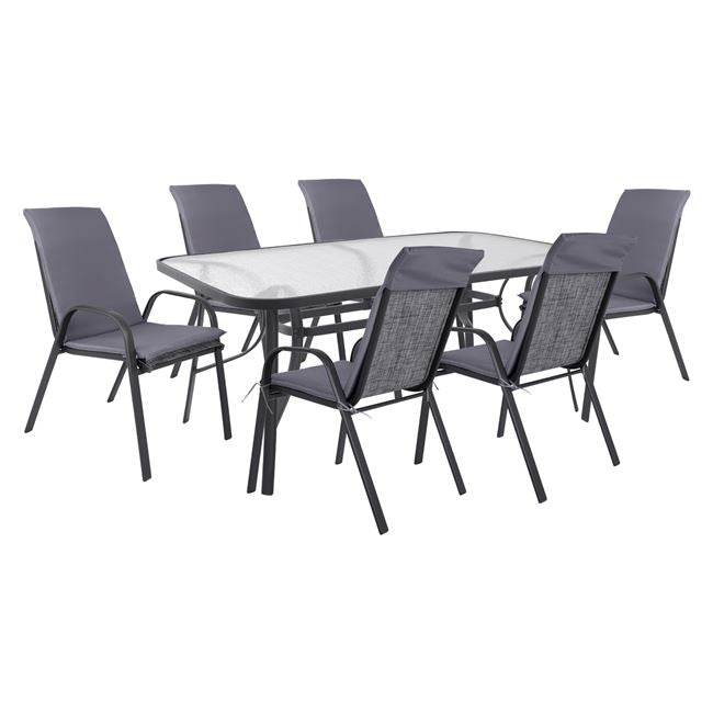 Комплект за трапезария 7 част столове с възглавница и маса 160x90 КГ1057101 сив