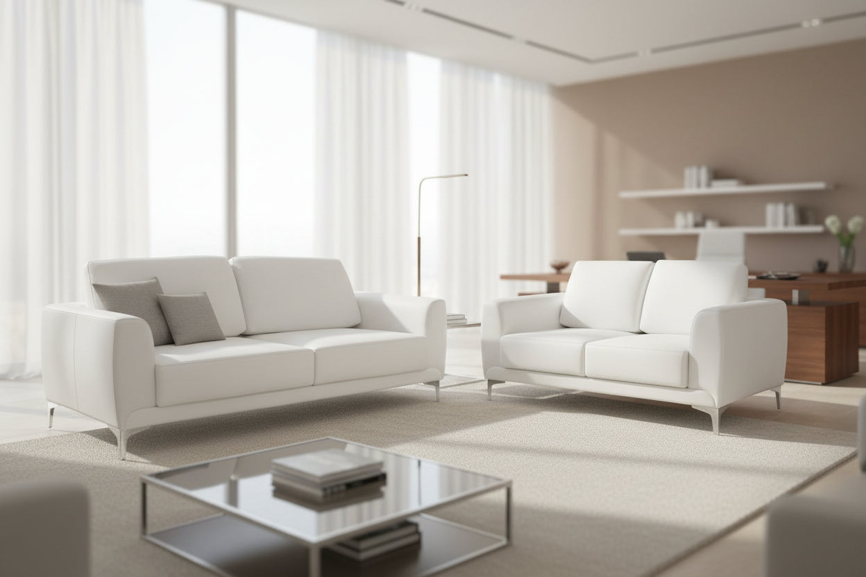 Комплект за хол  KENZIE, от 2 части с бял pu КГ11284.02