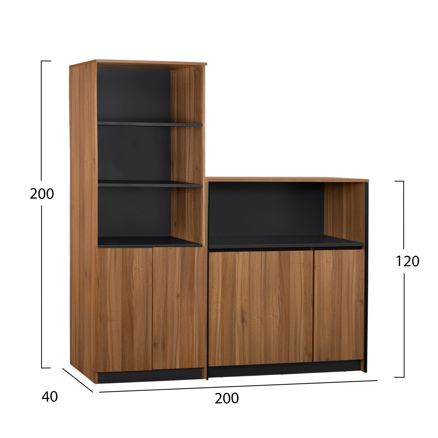 Комплект 2 бр. офис библиотека професионална с шкаф Supreme КГ11371 200/120-200/40см
