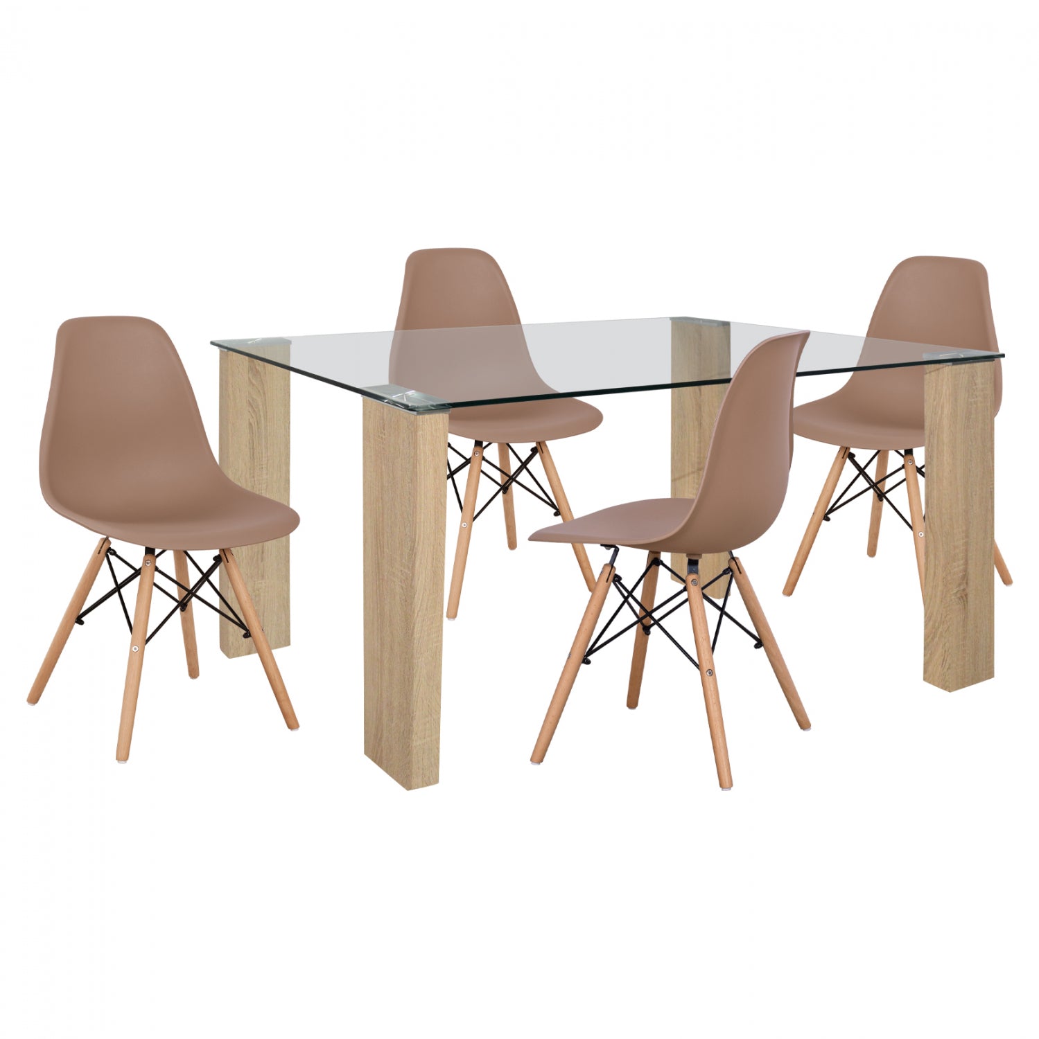 5бр. трапезарен комплект с маса Morgan 140x80x75 & twist cappuccino столове КГ11406