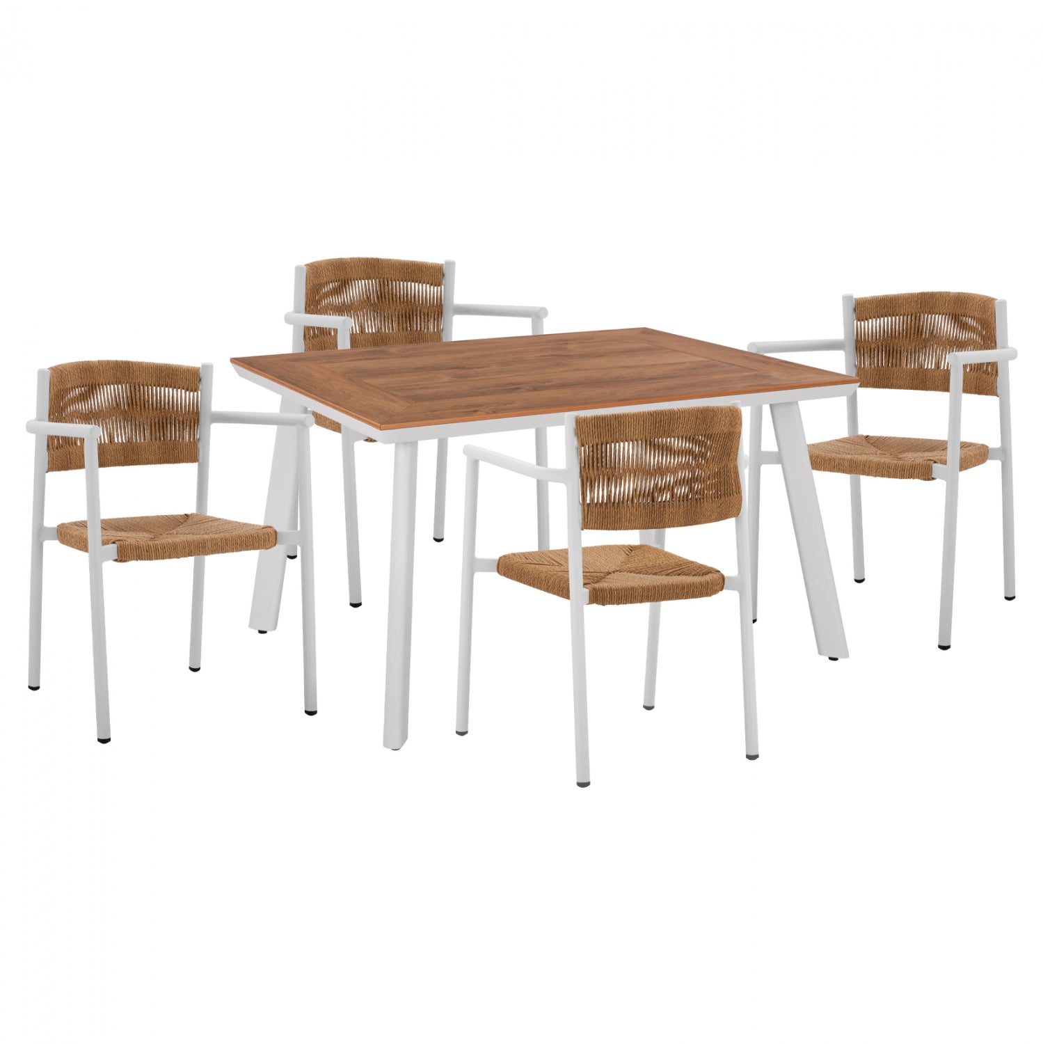 Комплект трапезария 5 части с маса Polywood 120x80см и бели столове КГ11427