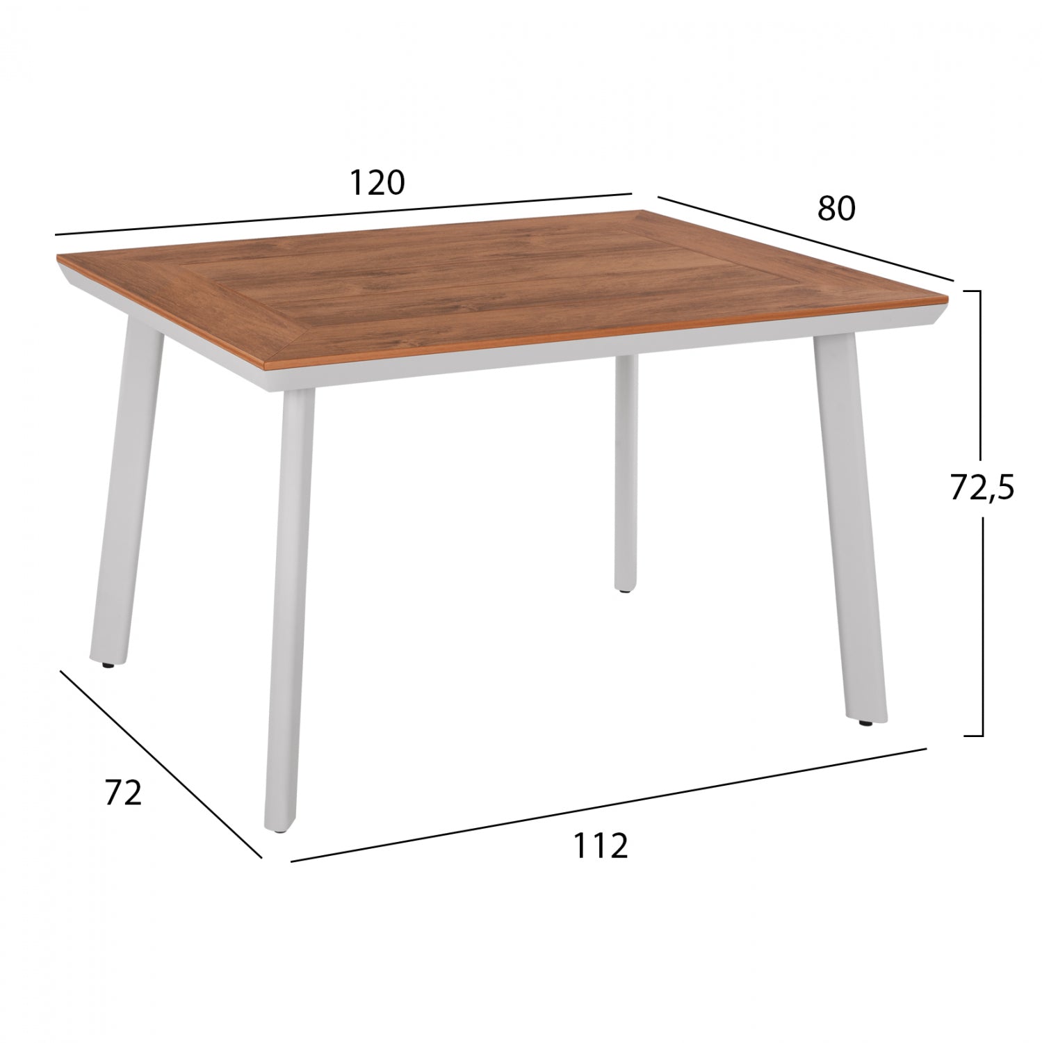 Комплект трапезария 5 части с маса Polywood 120x80см и бели столове КГ11427