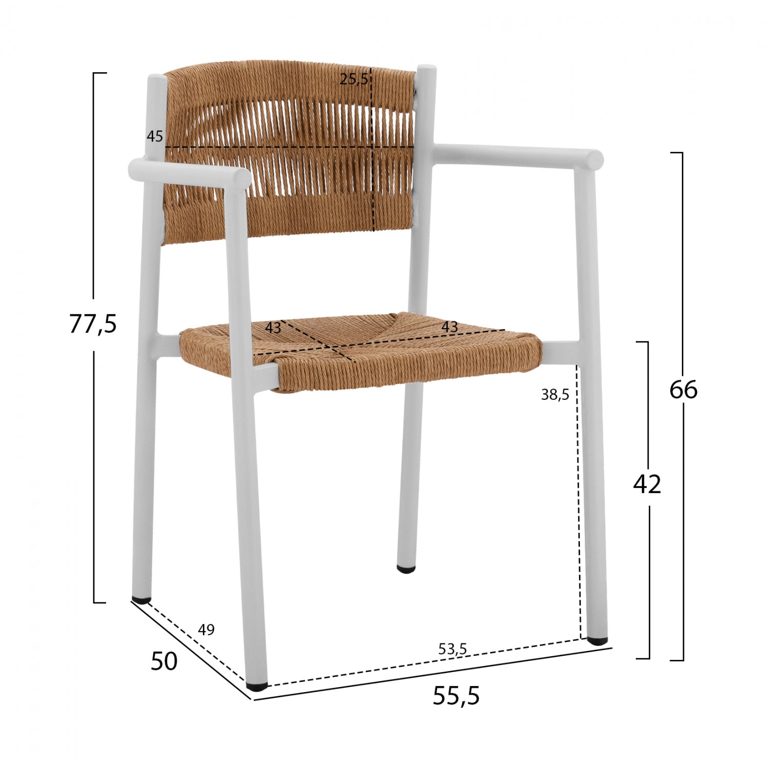 Комплект трапезария 5 части с маса Polywood 120x80см и бели столове КГ11427