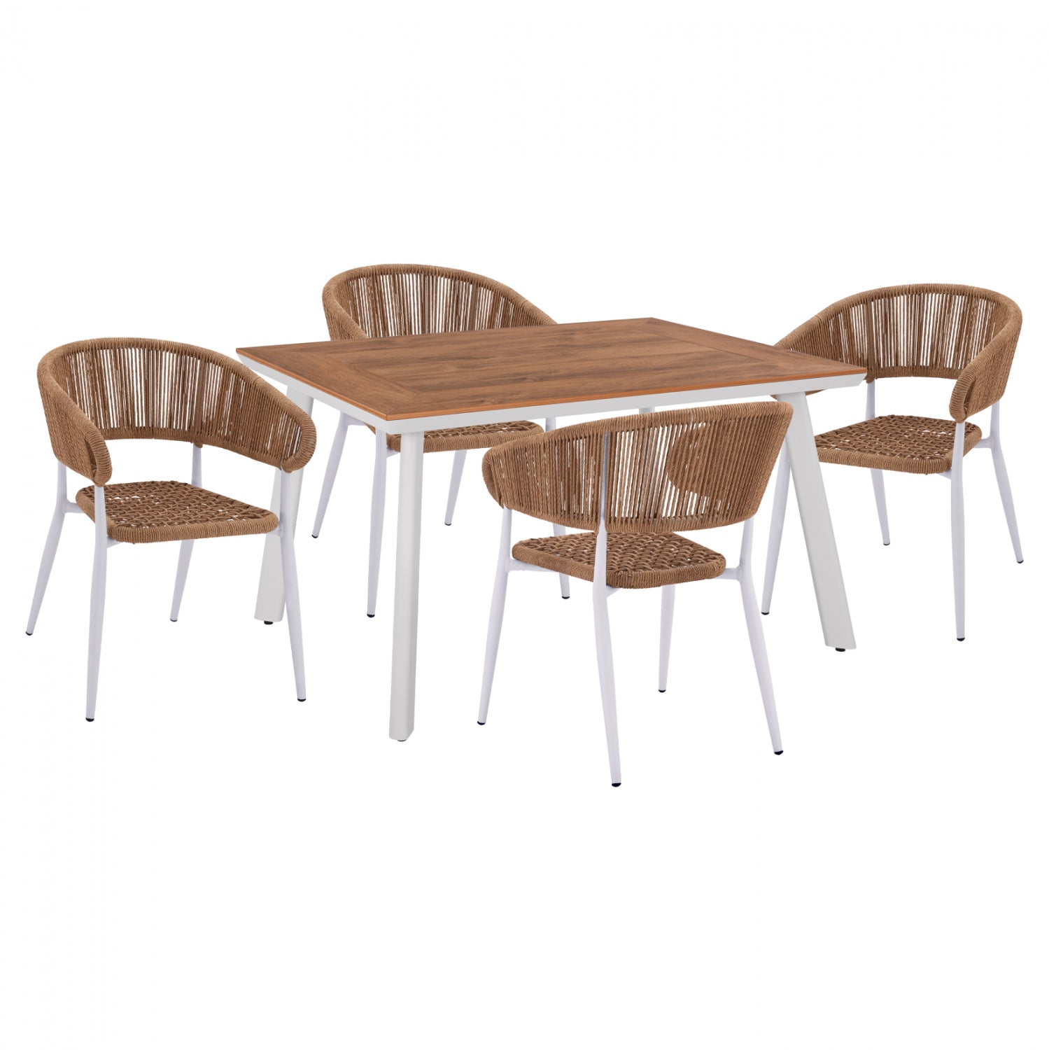 Комплект трапезария 5 части с маса Polywood 120x80см и бели столове КГ11428