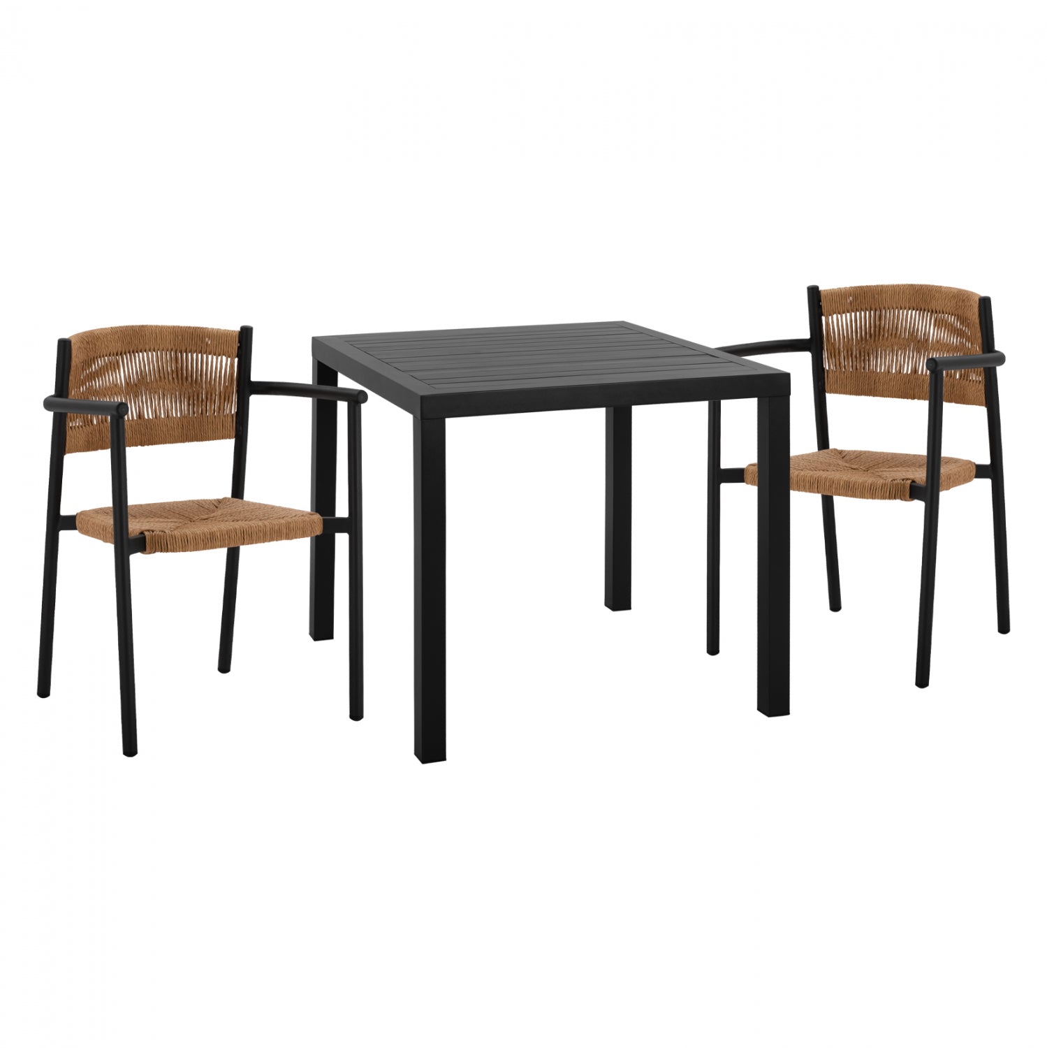 Комплект за трапезария от 3 части алуминиева маса 80x80см и столове антрацит КГ11438