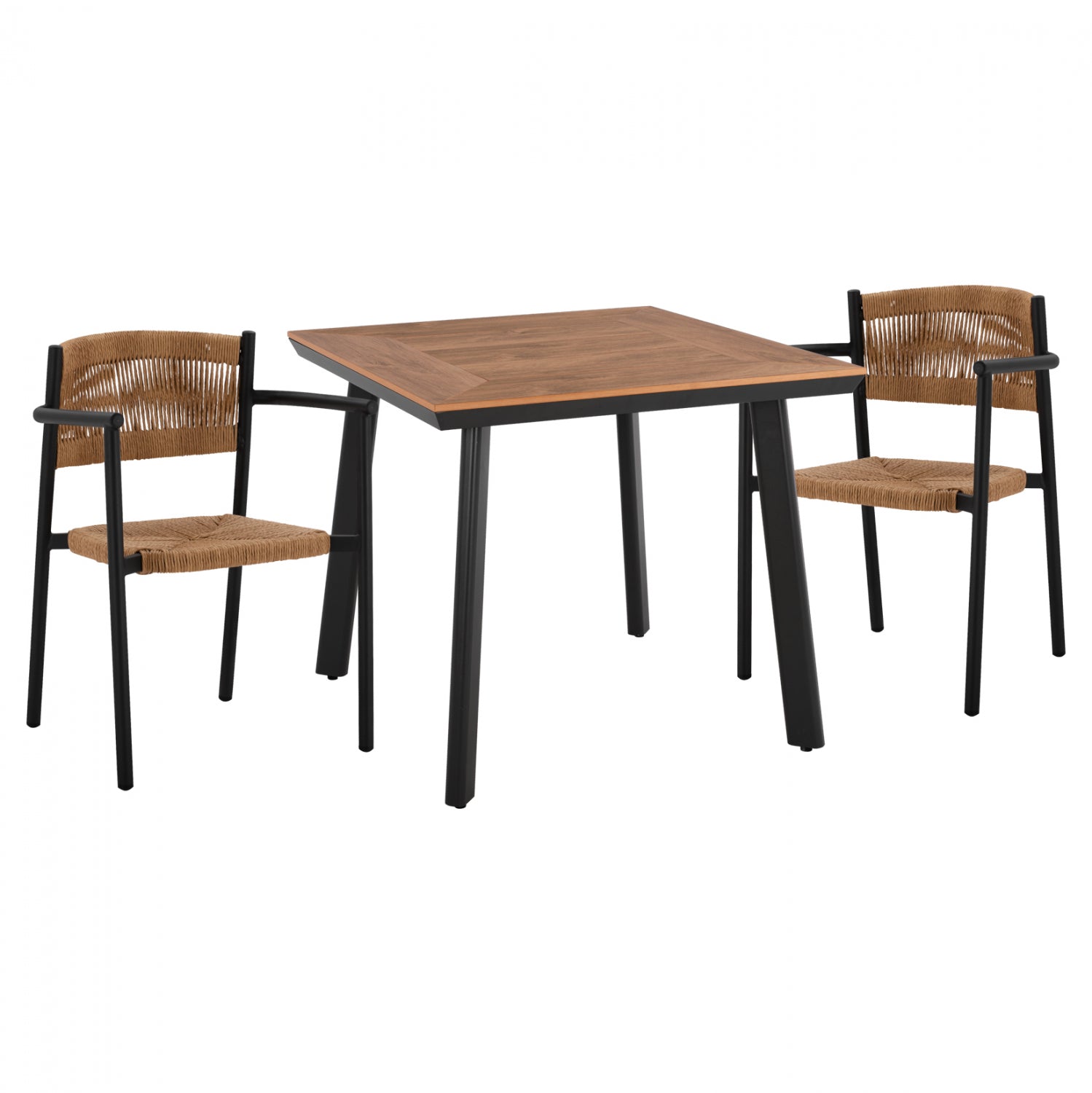 Комплект за трапезария от 3 части с алуминиева маса 80x80см и столове антрацит КГ11444