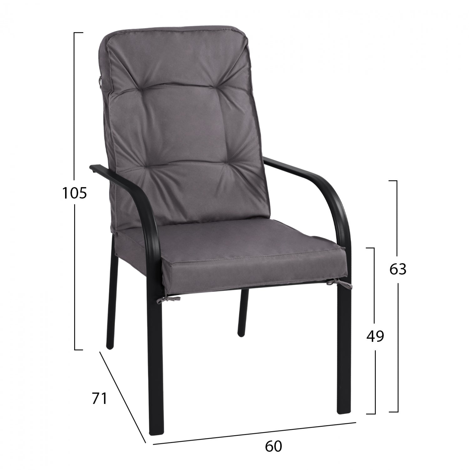 Комплект за трапезария 7 части сива маса 150x90 и столове със сива възглавница КГ1152101