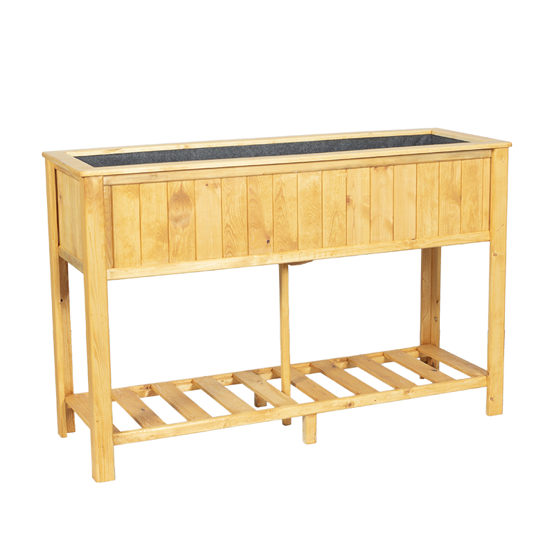 Повдигната дървена кашпа с рафт 2 - 120х50х86 см