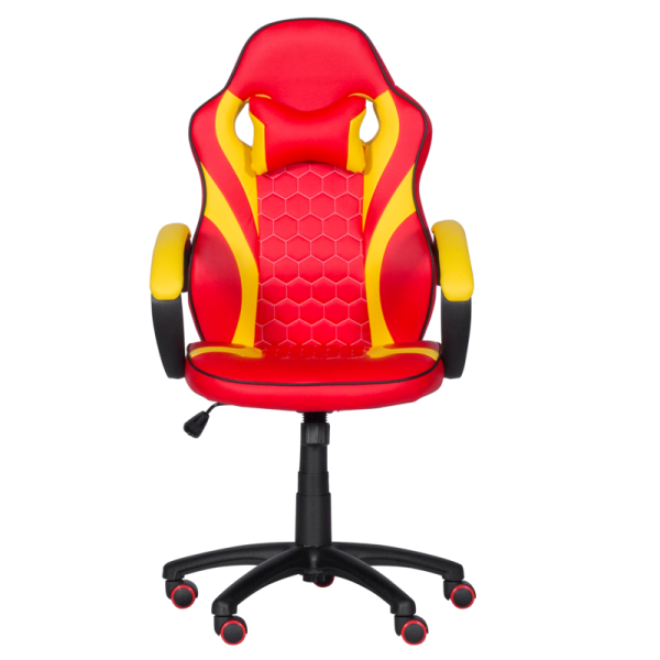 Геймърски стол с футболни мотиви Carmen 6305 - червено-жълт