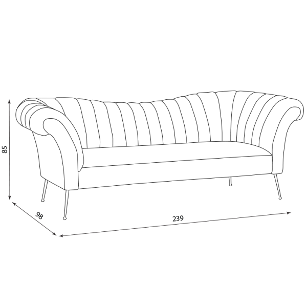 Триместно канапе FRIDA - тревистозеленo HLR