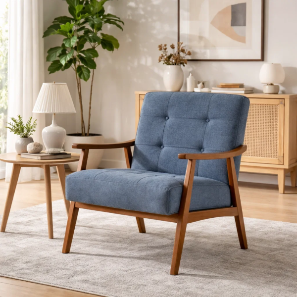 Кресло LEO - орех - син