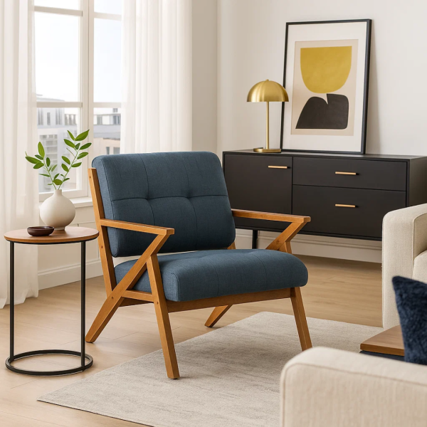 Кресло LUCAS - орех - син