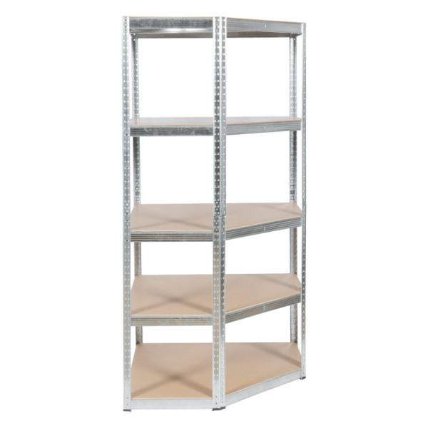 Ъглов метален стелаж Carmen CR-1019 - 180x90x45 см, до 275 кг на рафт - цинк