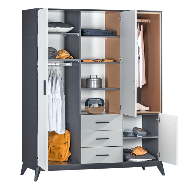 Трикрилен гардероб с чекмеджета BREDA