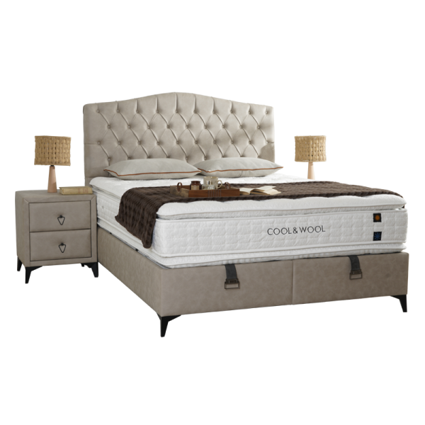 Тапицирана спалня с матрак COOL WOOL 160 x 200 - бежов 3