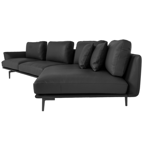 Кожен ъглов диван GRAM LUX - черен