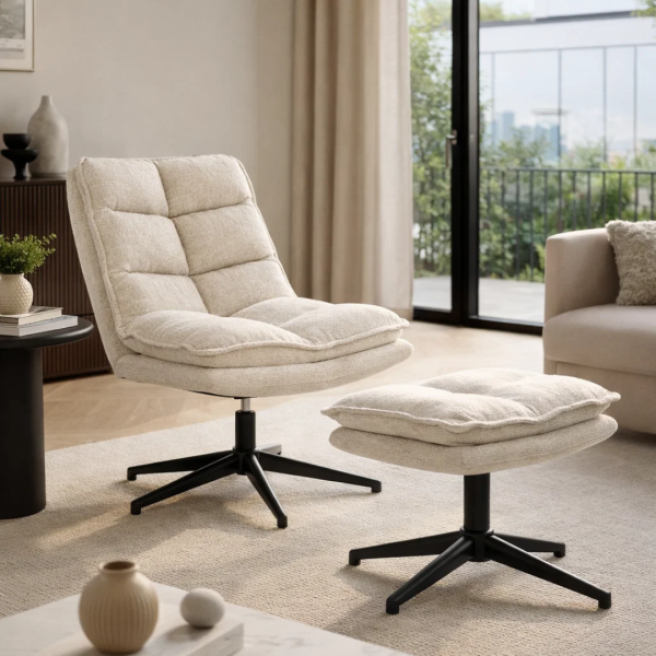 Кресло с табуретка JANET - крем