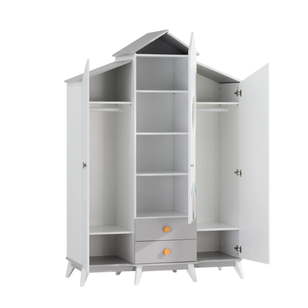 Трикрилен детски гардероб BIRD HOUSE