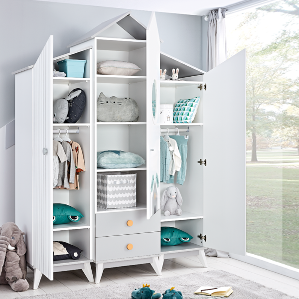 Трикрилен детски гардероб BIRD HOUSE