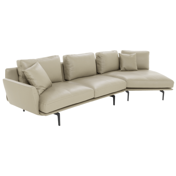 Кожен ъглов диван GRAM LUX - крем