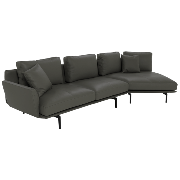 Кожен ъглов диван GRAM LUX - кафяв