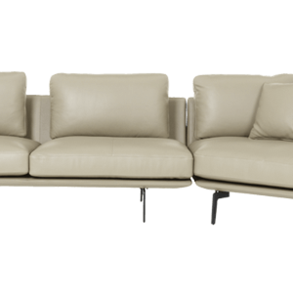 Кожен ъглов диван GRAM LUX - бежов