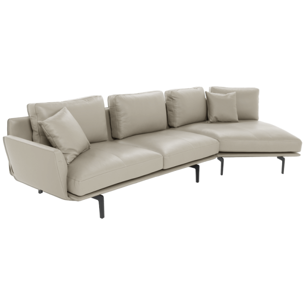 Кожен ъглов диван GRAM LUX - бежов