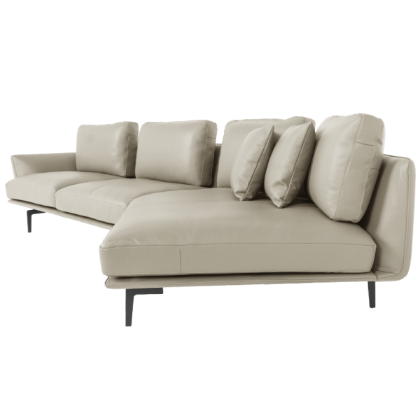 Кожен ъглов диван GRAM LUX - бежов