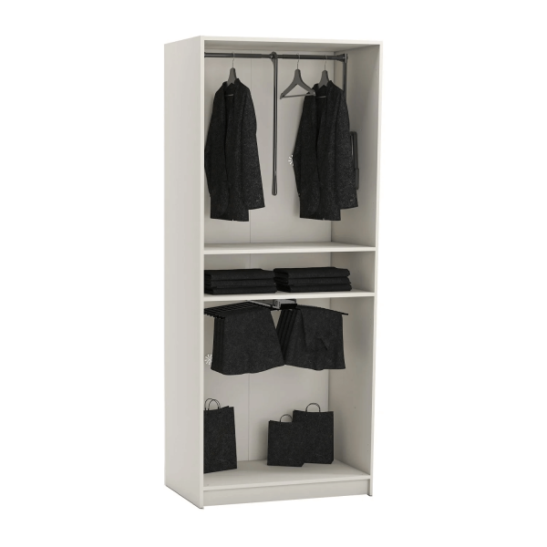 Двукрилен гардероб с изтеглящ механизъм YORK - крем