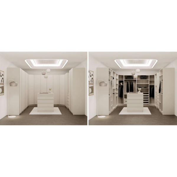 Двукрилен гардероб с изтеглящ механизъм YORK - крем