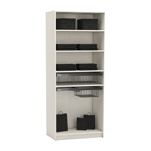 Двукрилен гардероб с кошници YORK - крем