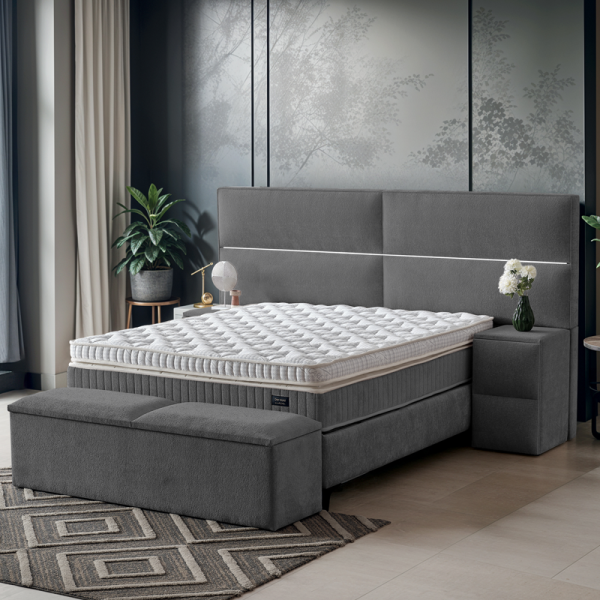 Тапицирана спалня с матрак PUZZLE 180 х 200 - сив 16