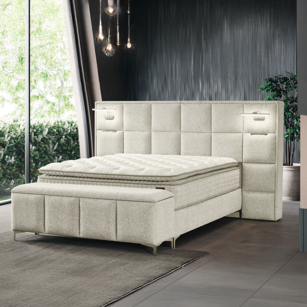 Тапицирана спалня с матрак I SLEEP 160 х 200 - шампанско 318