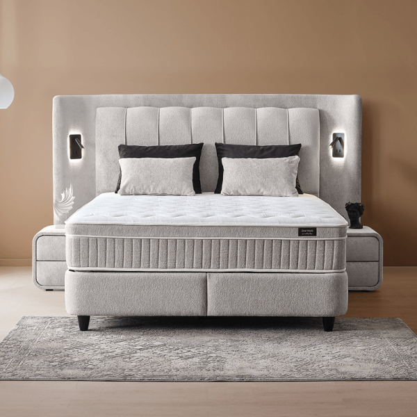 Тапицирана спалня с матрак JULIE 160 x 200 - Перла SY