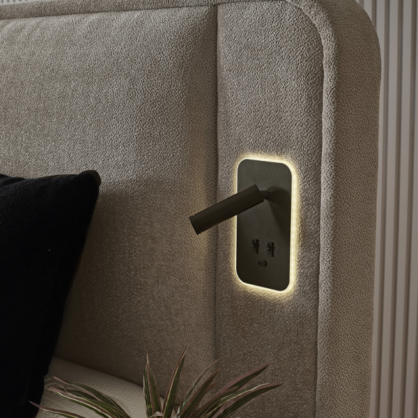 Тапицирана спалня с матрак CANCUN 180 x 200 - бежов 04